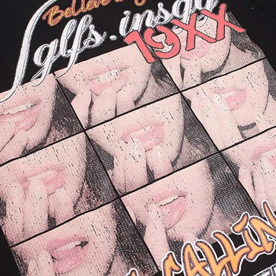 Y2K Graphic Oversized Long Sleeve Tee — detail shot