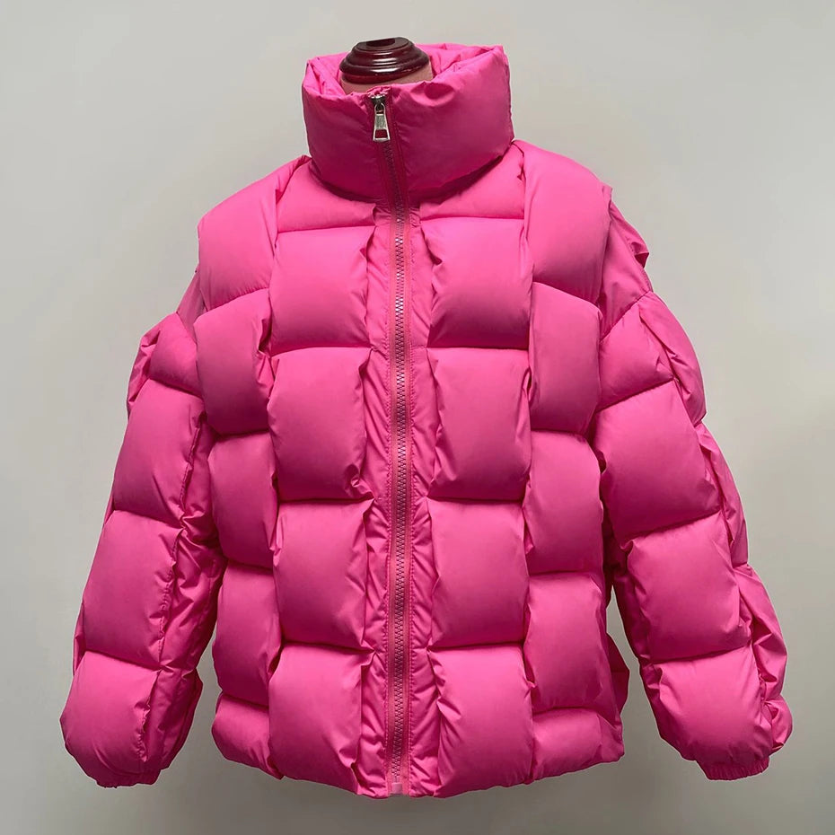 Jackets Padded Loose Puffer Jacket — Red coat