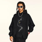Hooded Cat Print Hoodie — front view