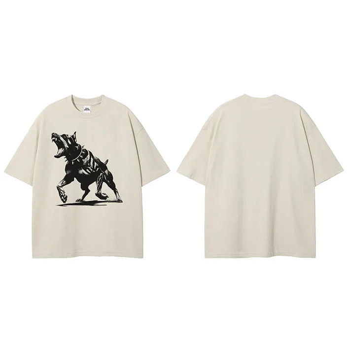 Print Beige Dog Graphic T-Shirt — styling shot