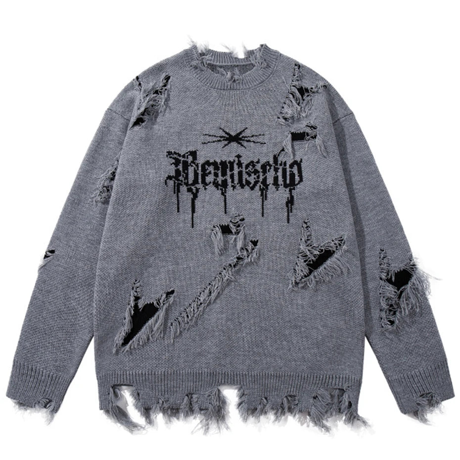 Vintage Ripped Knit Oversized Sweater — styling shot