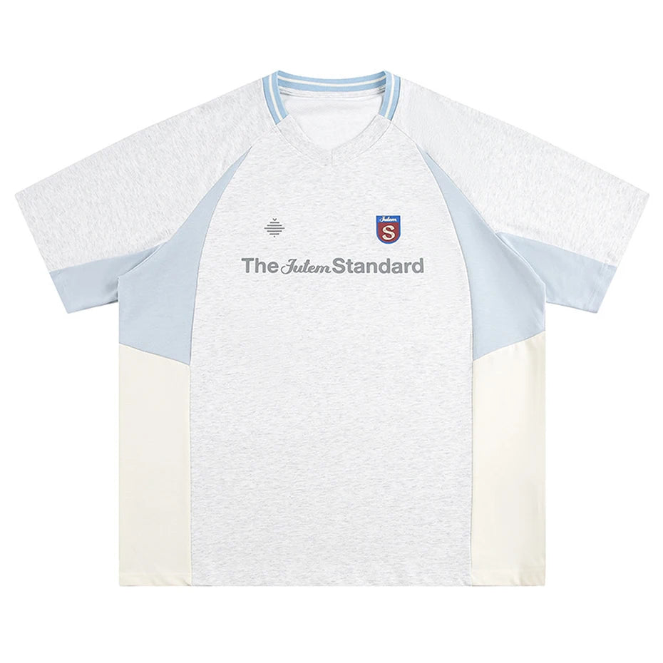 Patchwork Vintage Color Block Oversized T-Shirt — detail shot