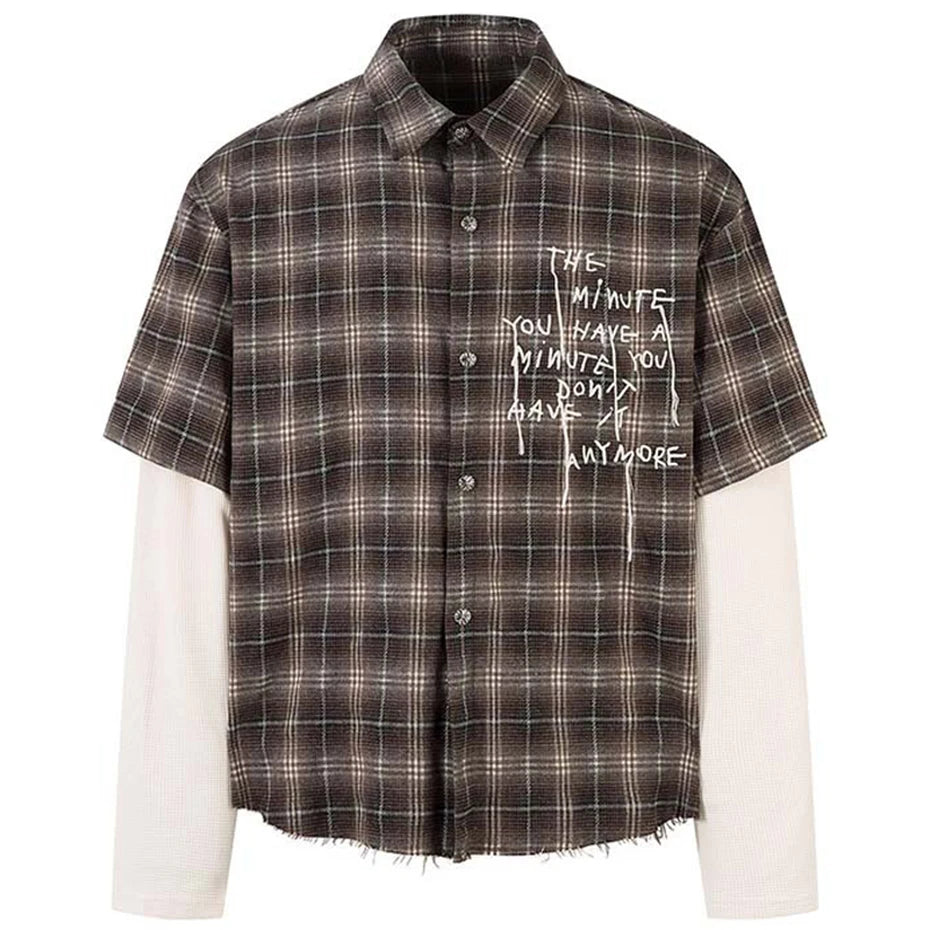 Vintage Plaid Loose Shirt — styling shot