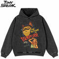 Retro Black Cat Graphic Hoodie — front view