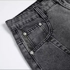 Vintage Patchwork Denim Wide Leg Jeans — back view