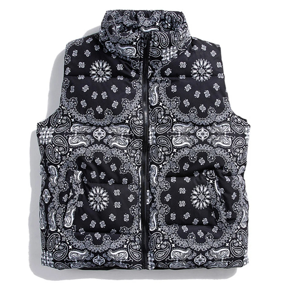Paisley Band Padded Puffer Jacket — styling shot