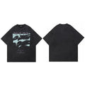 Vintage Retro Black Shadow Washed T-Shirt — fabric close-up