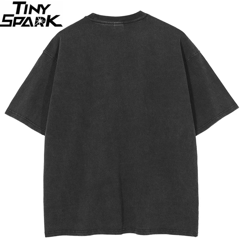 Graphic Retro Black Faded T-Shirt — back view