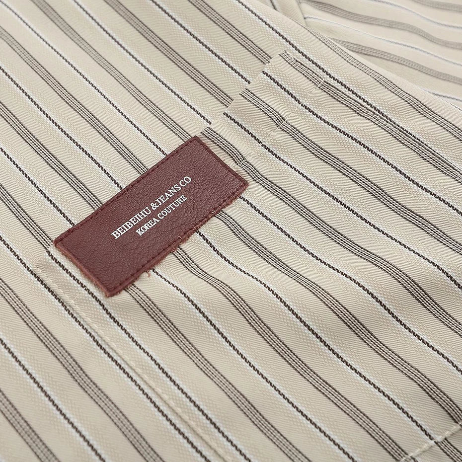 Vintage Striped Loose Shirt — fit shot