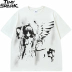 Y2K Black Anime Cartoon Graphic T-Shirt — detail shot