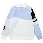 Cat Graphic Knit Oversized Sweater — front view