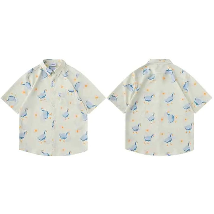 Duck Egg Graphic Hawaiian Shirt — side view