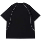 Striped Letter Print Oversized T-Shirt — front view