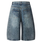 Punk Blue Loose Denim Shorts — front view