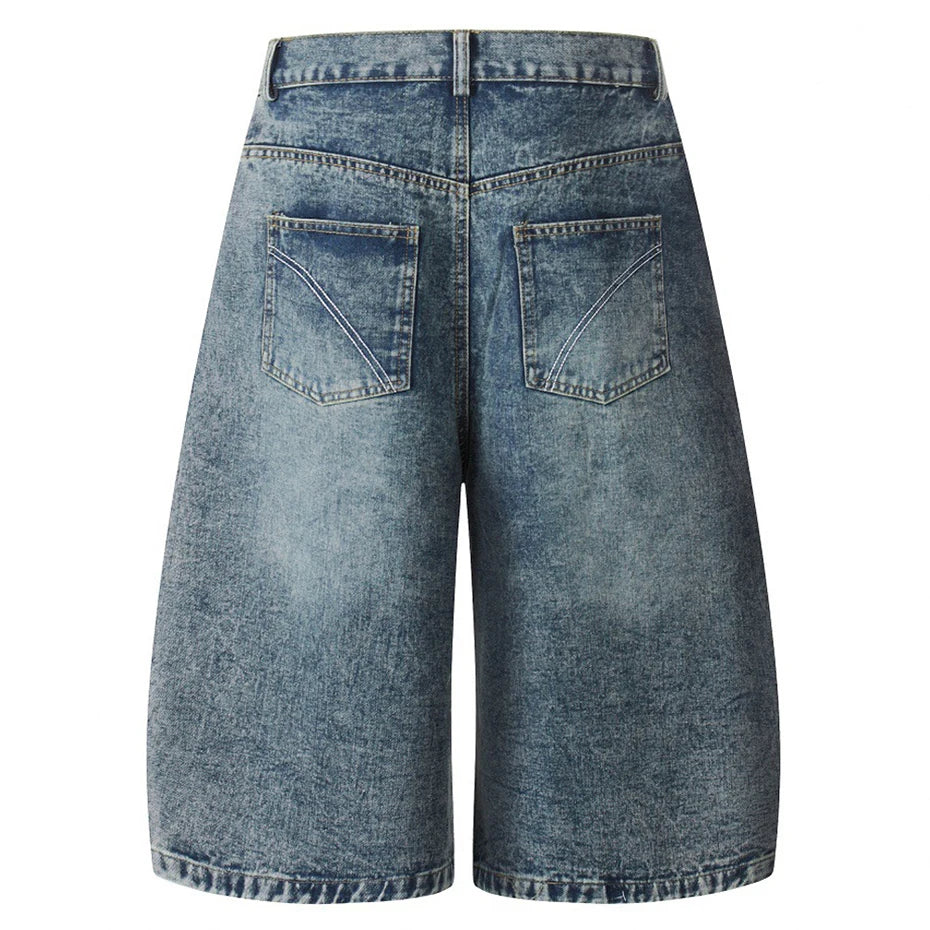 Punk Blue Loose Denim Shorts — front view