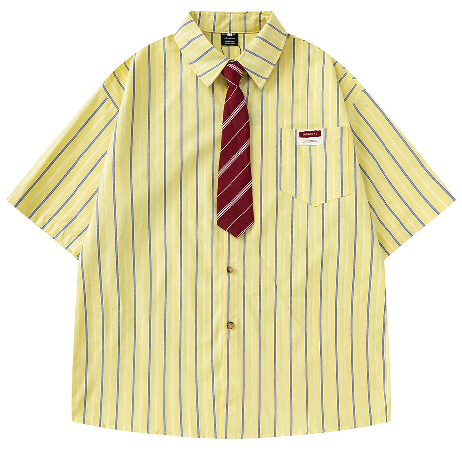 Shirts Vintage Striped Loose Shirt — back view