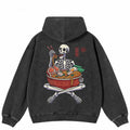 Retro Black Skull Graphic Hoodie — front view