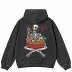 Retro Black Skull Graphic Hoodie — front view
