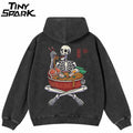 Retro Black Skull Graphic Hoodie — front view