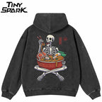Retro Black Skull Graphic Hoodie — front view