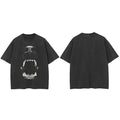 Faded Black Graphic Oversized T-Shirt — fabric close-up