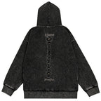 Punk Skeleton Ripped Oversized Hoodie — front view
