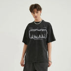 Graphic Vintage Black Shadow Washed T-Shirt — front view