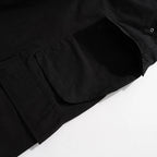 Black Drawstring Wide Leg Cargo Pants — fabric close-up