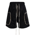 Pocket Black Loose Cargo Shorts — fabric close-up