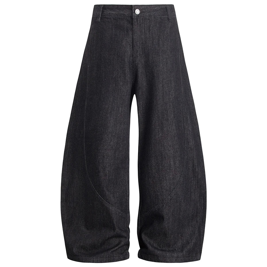 Blue Vintage Black Denim Baggy Jeans — fit shot