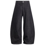 Blue Vintage Black Denim Baggy Jeans — fit shot
