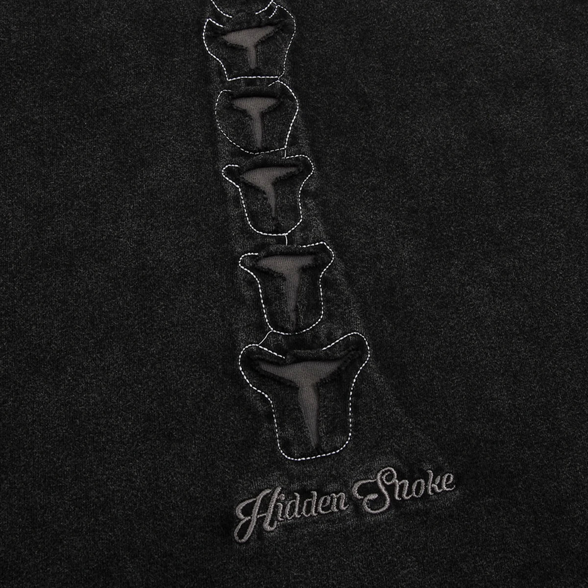 Punk Black Skeleton Ripped Loose T-Shirt — fabric close-up