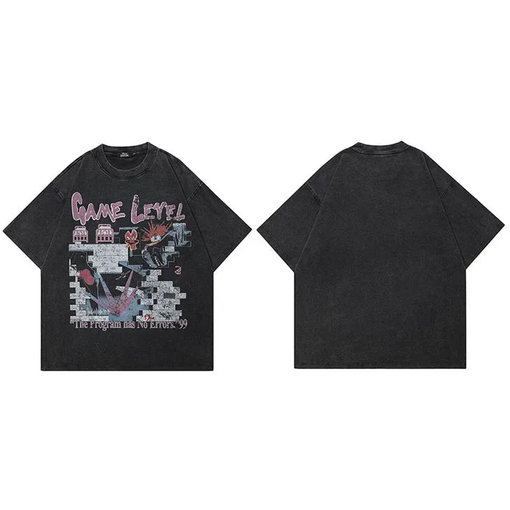 Vintage Black Washed T-Shirt — fabric close-up