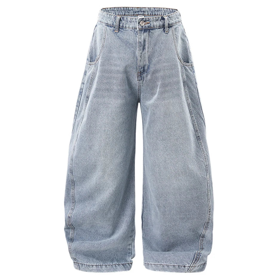 Vintage Denim Baggy Jeans — fabric close-up