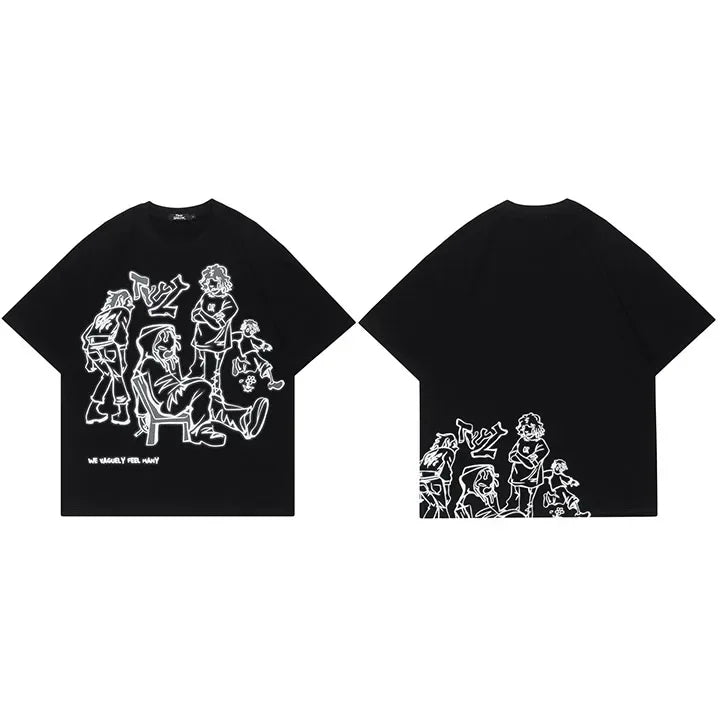 Cartoon Graphic Oversized T-Shirt — flat lay