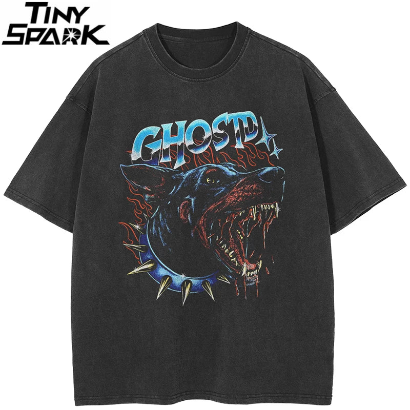 Punk Black Dog Faded T-Shirt — front view