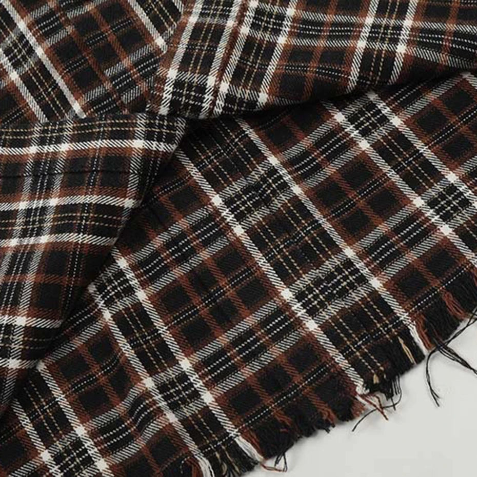 Vintage Plaid Patchwork Oversized Shirt — fit shot