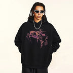Print Black Graphic Hoodie — front view