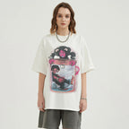 White Cartoon Graphic T-Shirt — front view