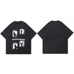 Vintage Black Washed Relaxed T-Shirt — fabric close-up