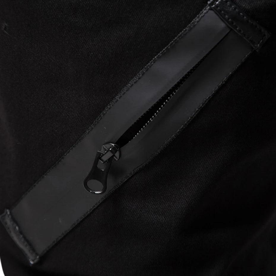 Techwear Black Zip Cargo Pants — detail shot