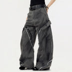 Vintage White Denim Baggy Jeans — front view