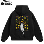White Cat Print Hoodie — front view