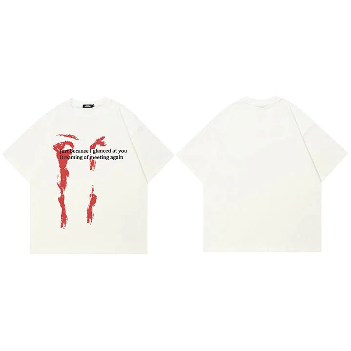 White Eye Graphic T-Shirt — fabric close-up