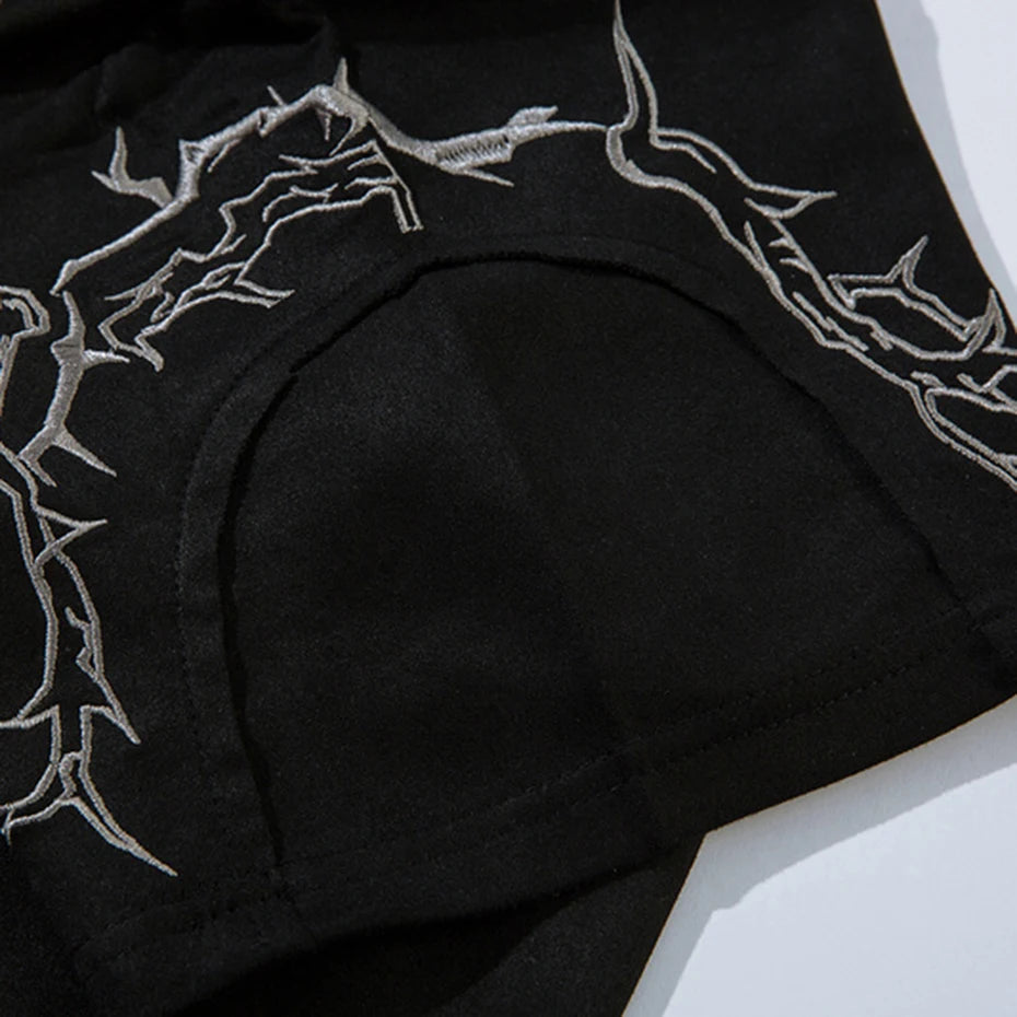 Vintage Embroidered Suede Oversized T-Shirt — fabric close-up