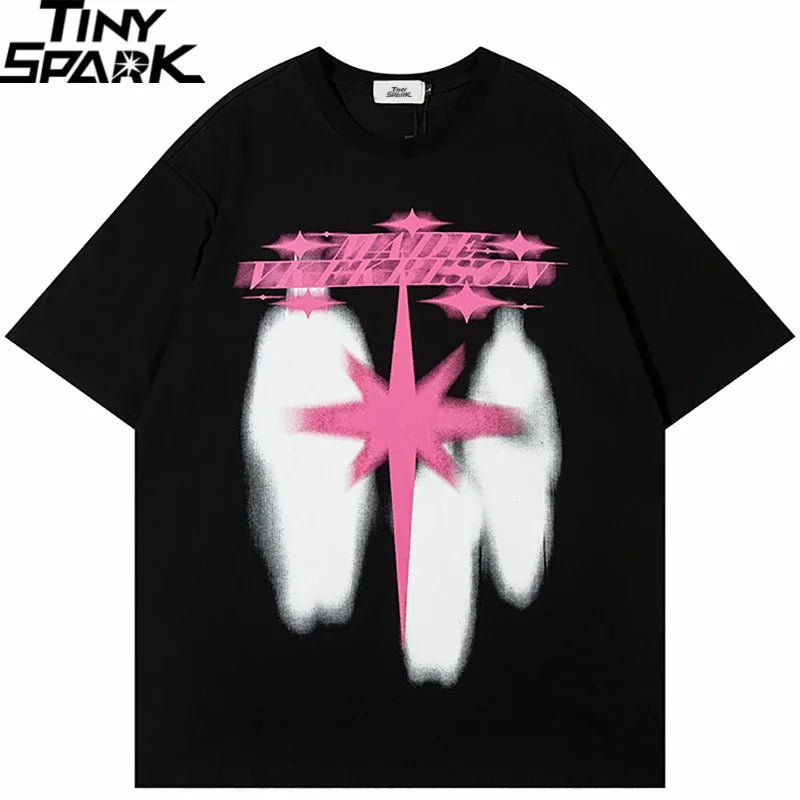 Black Star Shadow Graphic Oversized T-Shirt — front view