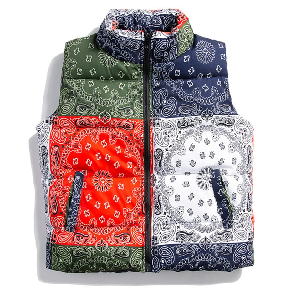 Paisley Band Padded Puffer Jacket — side view