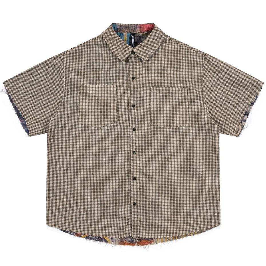 Vintage Print Oversized Shirt — front view