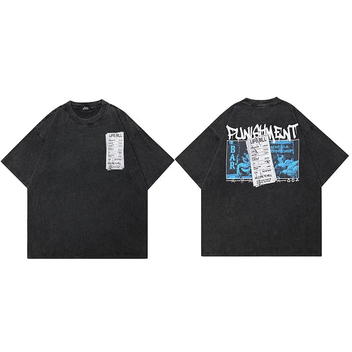 Retro Black Washed T-Shirt — fabric close-up