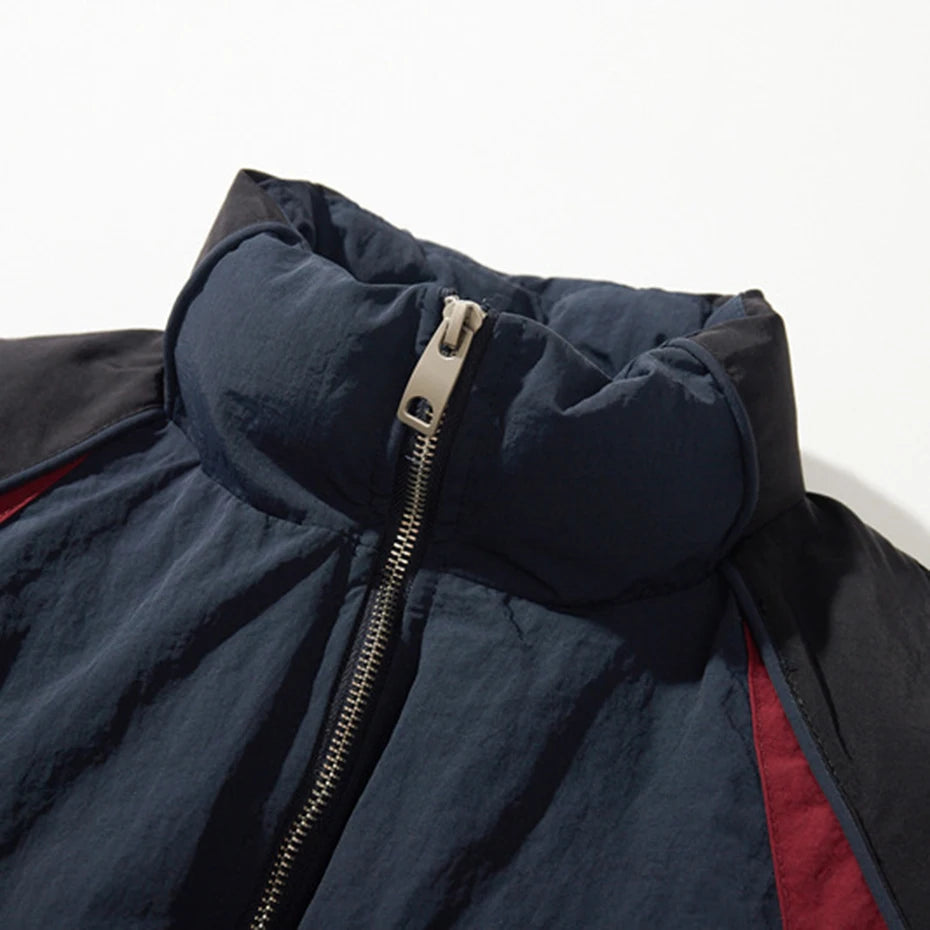 Padded Vintage Patchwork Oversized Puffer Jacket — fit shot